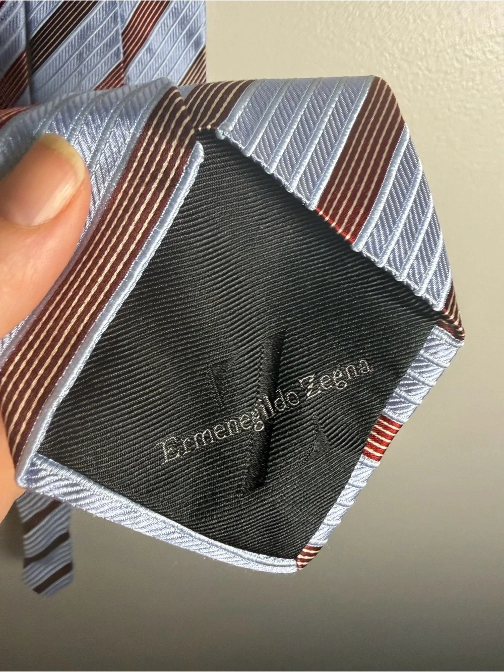 Ermenegildo Zegna Luxury Silk Cotton Striped Tie 3.5